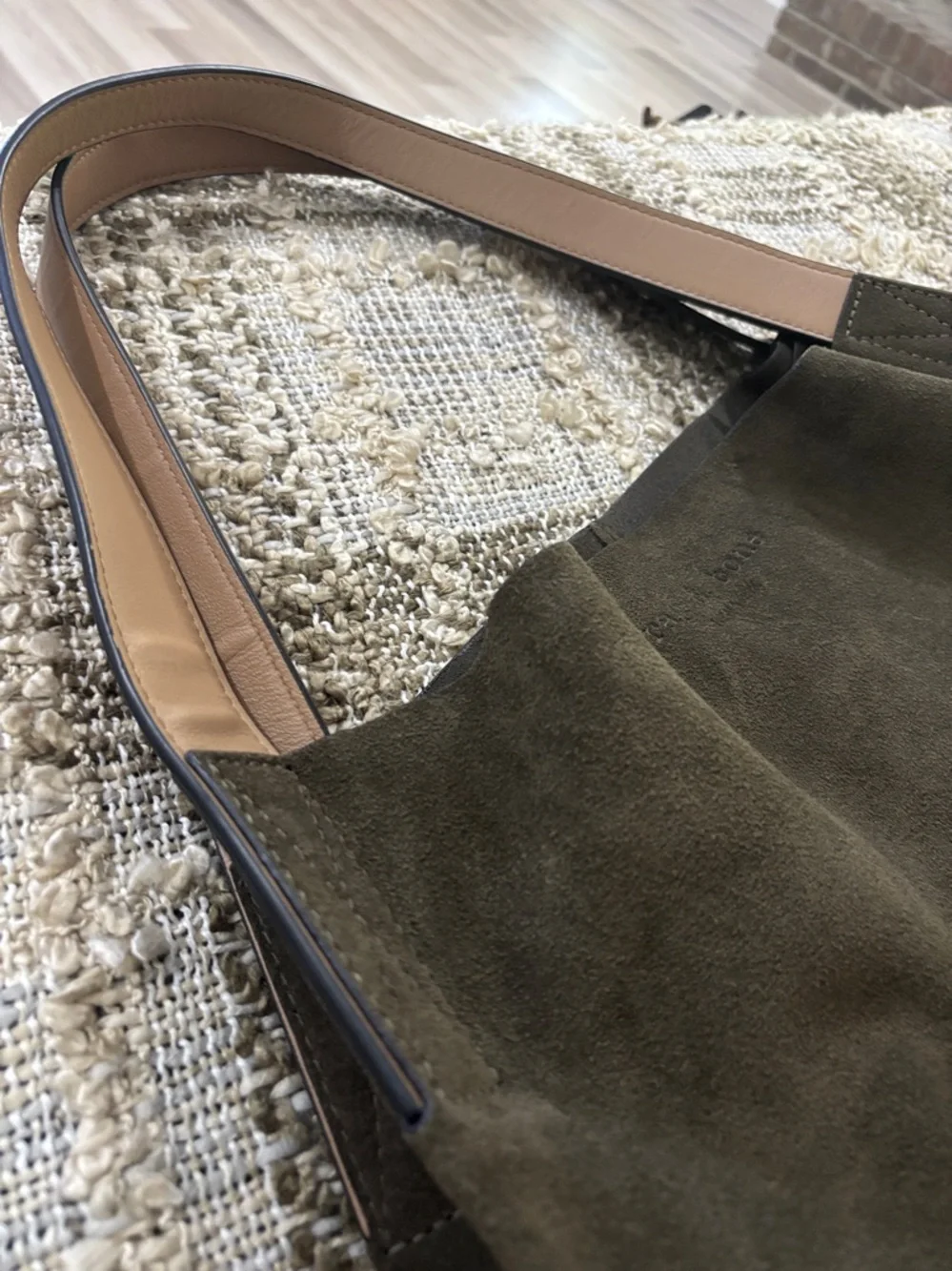 Rag & Bone Passenger Oversized Olive Green‎ and Taupe Suede Large Shoulder Bag